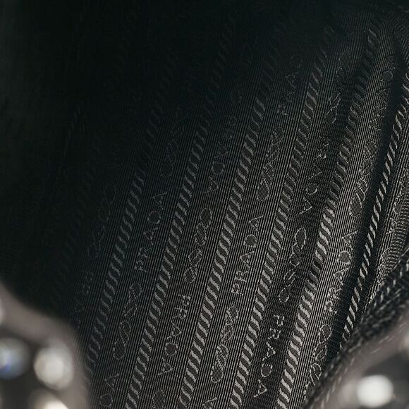 Prada Black Nylon Crystals Embellished Drawstring Pouch - Picture 7 of 7